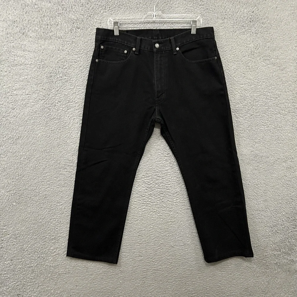Levis Jeans Mens 36x30 (Fits 36x27) Black Denim 505 Regular Straight American